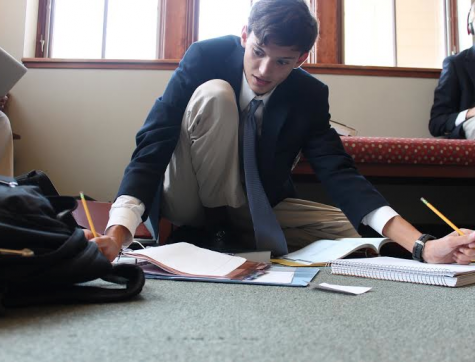 Carter Burgess works hard during his independent study hall. He signed up to take four AP classes his junior year.