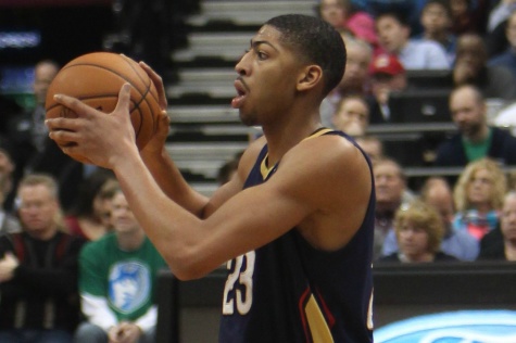 Anthony Davis searches for an open teammate during a game. The New Orleans Pelicans drafted Davis as the first overall pick in the 2012 NBA Draft.