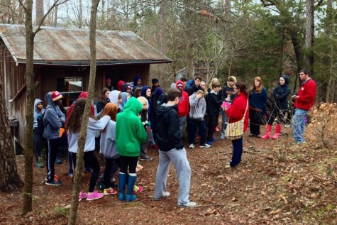 Sophomores listen to the tour guides speak about a country. The students traveled to each country and learned about what living in that country entails.