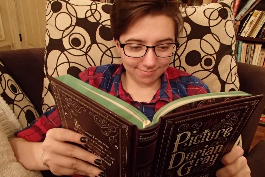 Courtney Harshbarger reads her favorite copy of The Picture of Dorian Gray. She loved it so much that she reread it immediately after finishing.