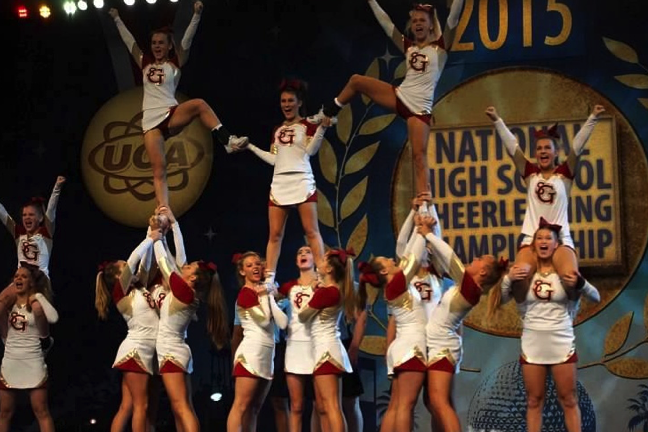 For the first time in school history, the Gryphon competitive cheer squad advanced to the semi-finals at the UCA National Cheerleading Championship in Orlando, Fla. Due to a mistake in the judging, the Gryphons believed they had lost and were going home before they discovered that they advanced to the semi-finals after all.