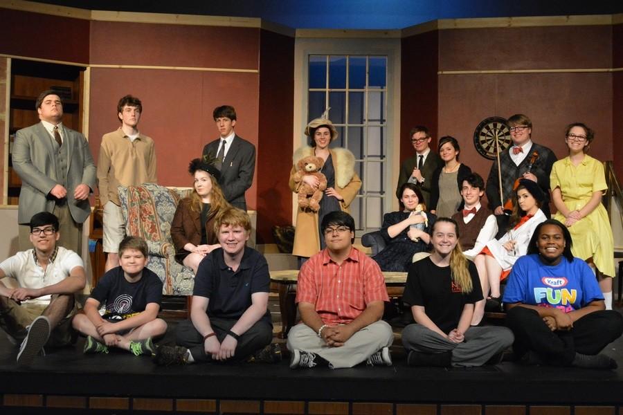 The cast and crew of “The Curious Savage” poses for a picture. Auditions for the play were originally held in February.