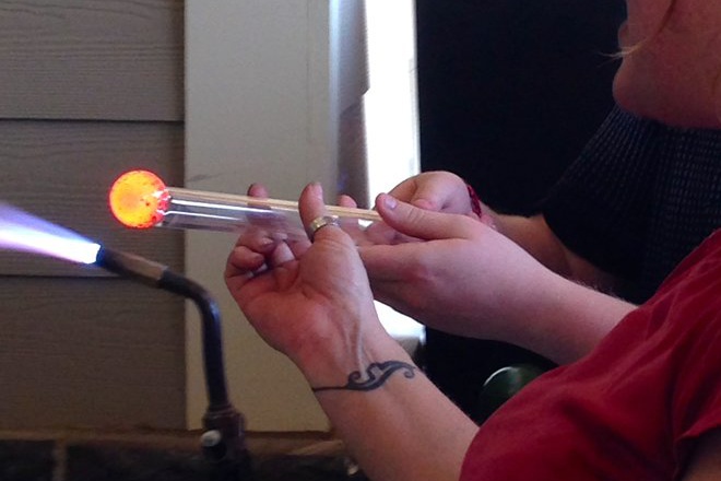 Seniors bring glass blowing to the 2015 class gift.