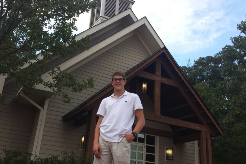 Noah Woods is standing outside the Agape Chapel waiting for the chapel talks to begin. Woods expressed excitement for new chapels.