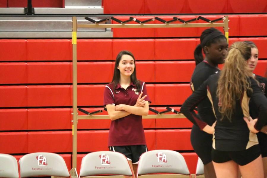 Heather Stevenson serves as the manager for the volleyball team. In her four years, she has done everything from helping out in warmups to taking stats.