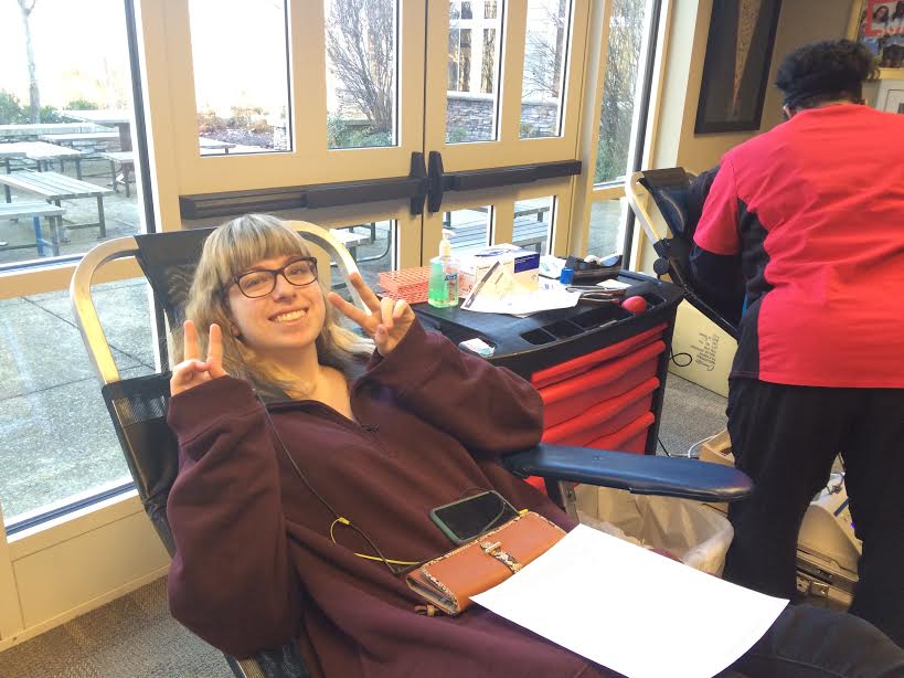 Junior Elle Vaughn prepares to donate blood. The drive took place on Thursday, Feb. 4, in the Senior Lounge.
