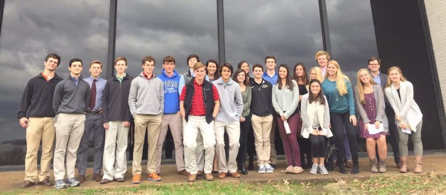 Religious Studies students pose for a picture after their visit to Church of the River on Sunday, Jan. 31. The project involving students visiting local centers of worship, like this Unitarian church, was introduced this school year.