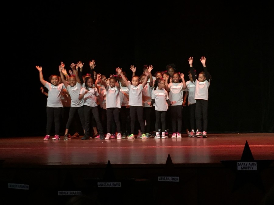 The Memphis Elementary Pom Squad performs their number at the talent show on Wednesday, Feb. 17.  The group had been practicing their routine since November.