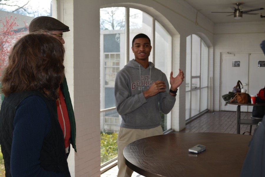 Junior Alton Stovall talked service with Serve 901 leaders at the new SGIS bunkhouse. Stovall is one of many students who is excited to see the impact the new space will have on St. George’s and the community.