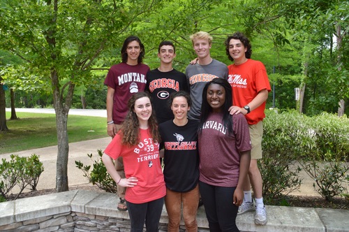 The senior prefects pose for a photo while wearing their college t-shirts. The class of 2016 showed their college spirit by wearing college t-shirts on May 11. 