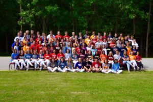 The seniors pose for a class photo on College T-Shirt Day. The class of 2016 is venturing near and far for college, from downtown at the University of Memphis to across the pond at the University of St. Andrews in Scotland.