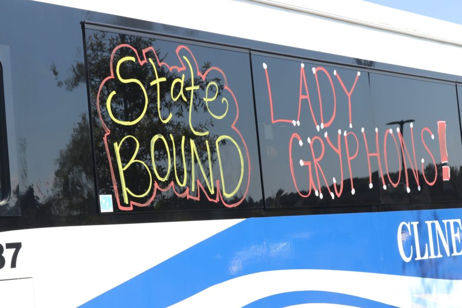 The bus is decorated and headed for state. The varsity soccer team won Friday, Oct. 21, which secured their spot in the state semifinals.