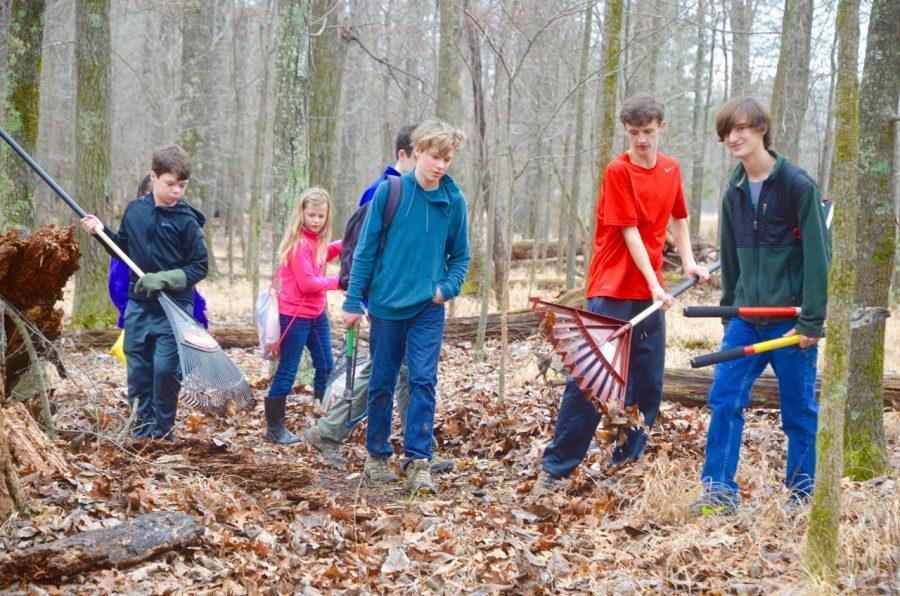 Collierville Campus students help to clear trails at the Collierville Campus. Students went to different places around the city to do service projects on Monday, Jan. 18. 