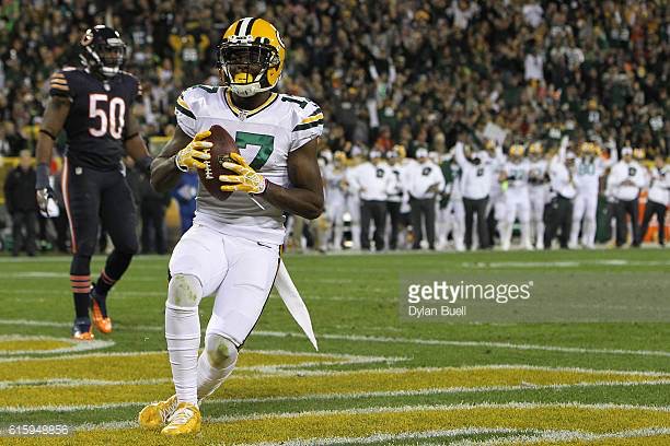 Davante Adams, one of this years breakout receivers, catches a touchdown against the Chicago Bears. Adams Packers will get Aaron Rodgers back for Week 15.