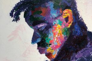 This is a painting of senior Tyler Beasley by senior Paiden Reed. Reed takes visual arts II with Middle and Upper School Artist in Residence teacher Mr. Danny Broadway.
