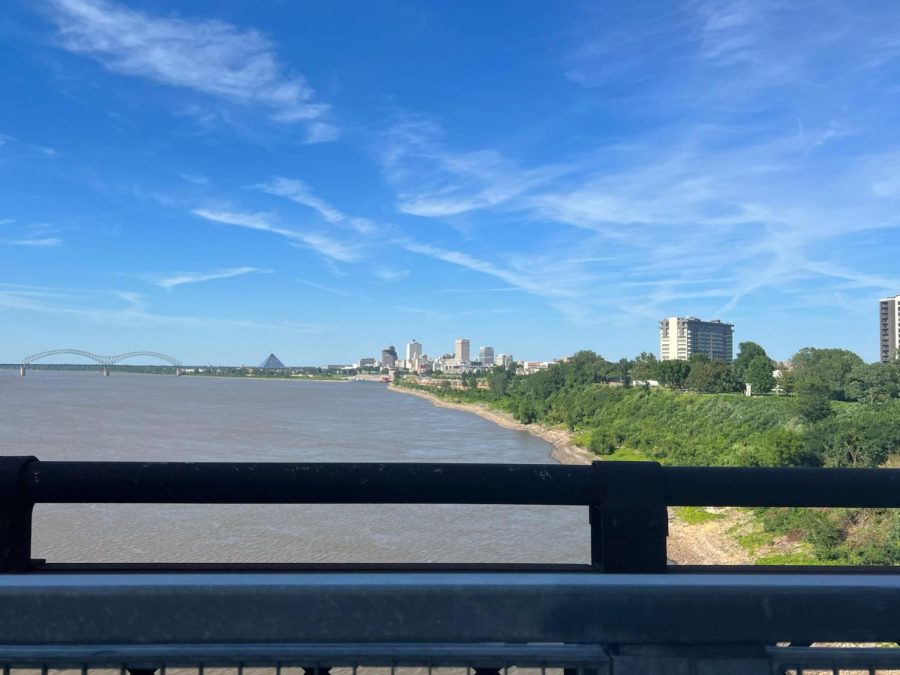 The beginning of the Big River Crossing which spans over the Mississippi River. 