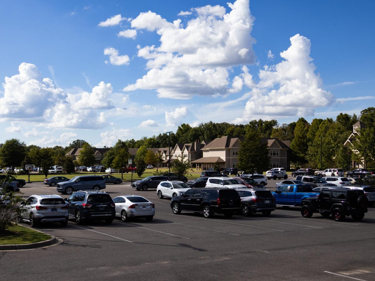 A view of the parking lot adjacent to Agape Chapel now occupied by student drivers